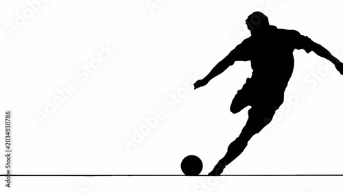 Photos Black silhouette soccer player kicking ball, sports icon, athletic motion, vecto