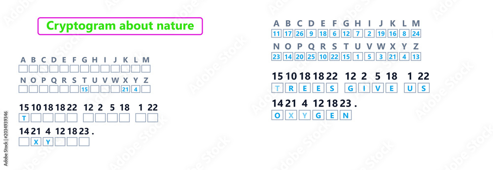 Fotografia Nature cryptogram puzzle with answer key