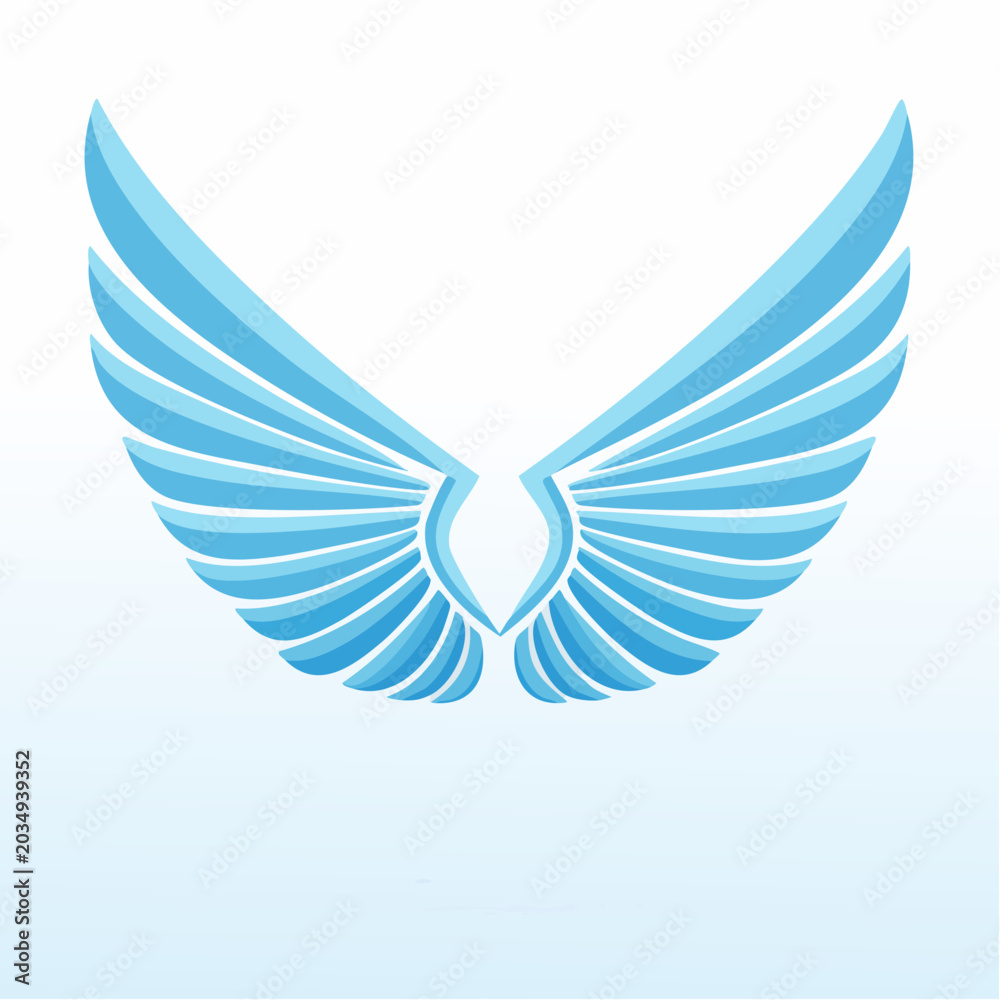 Fototapeta premium Stylized Blue Angel Wings Logo