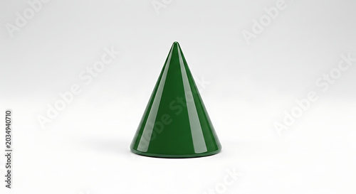 Green cone icon white background isolated on a clean white background