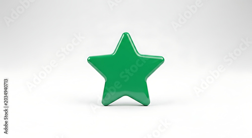 Emerald green glossy star icon isolated on a clean white background