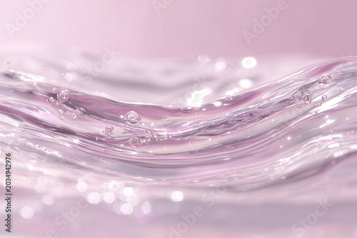 Pink water wave background with soft reflections and bubbles