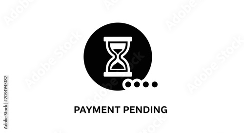 Payment pending hourglass symbol representing waiting delay processing time management