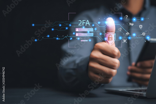 Foto protection with 2Fa, Two-Factor Authentication, Cybersecurity privacy protect data