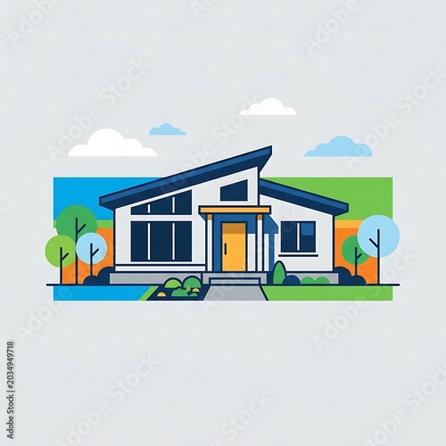 Modern minimalist house vector illustration in flat design style