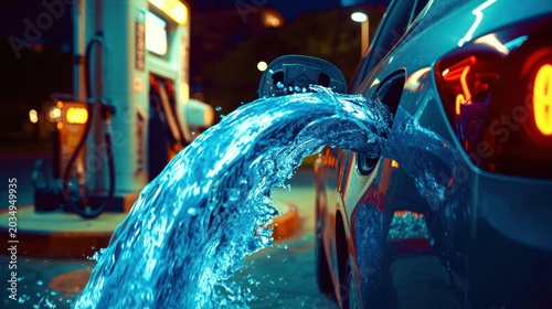 petrol fountain from car