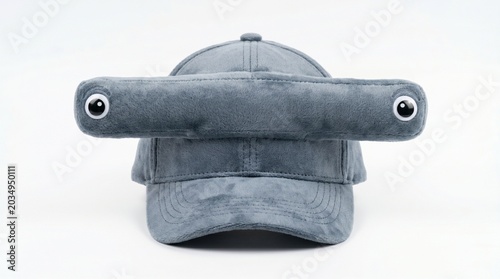 Hammerhead shark plush novelty baseball cap isolated on white background