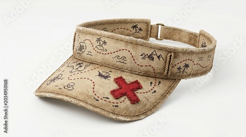 Treasure map visor hat isolated on white background
