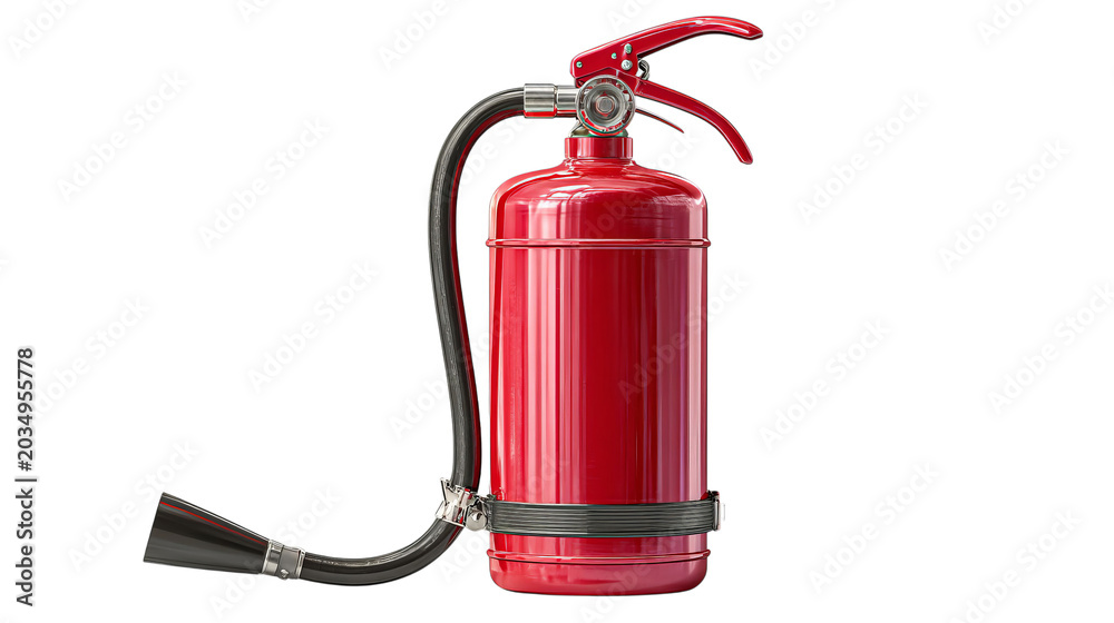 Obraz premium PNG of A bright red fire extinguisher ready for emergency use in any setting.