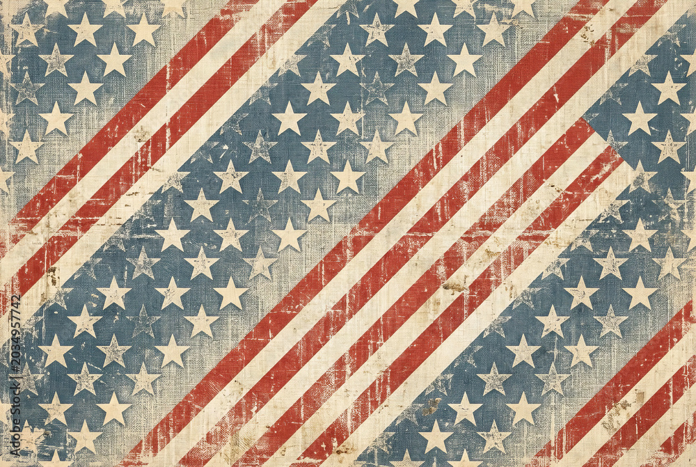 Fototapeta premium Flag Day Patriotic background watercolor Illustrations