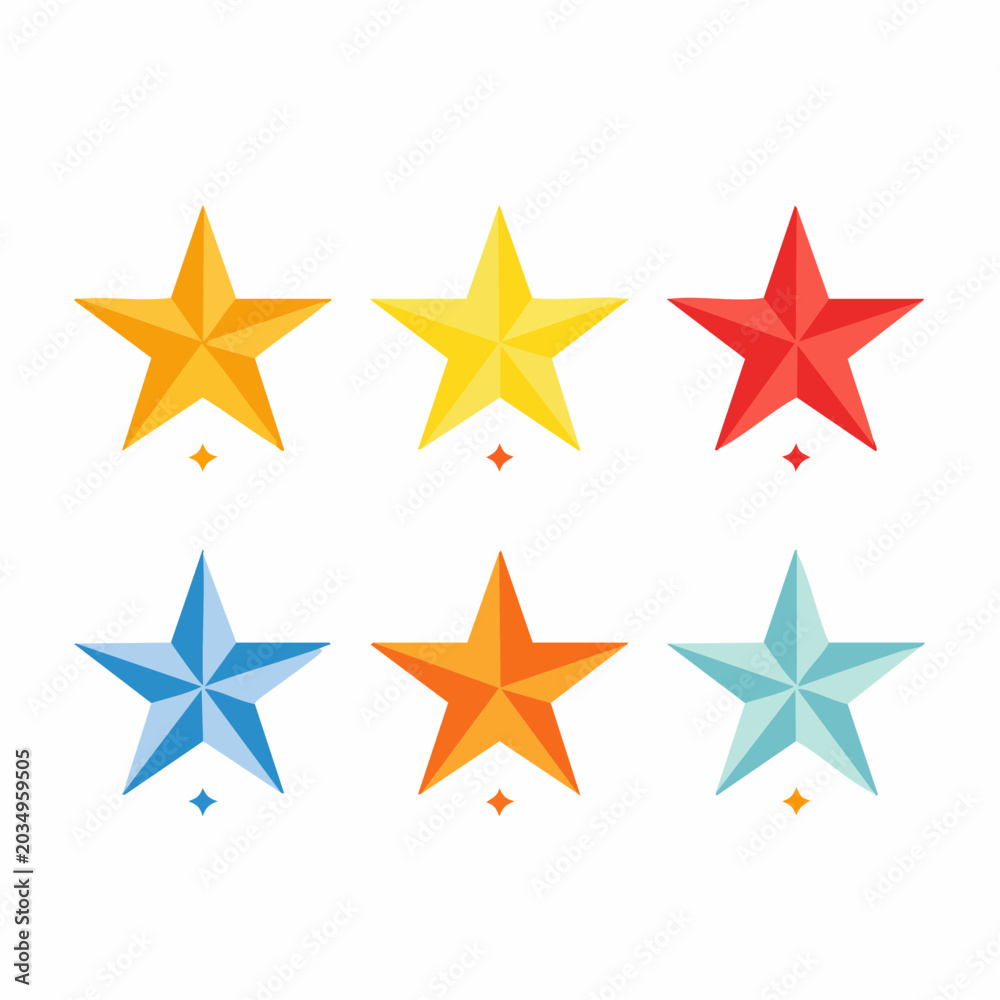 Obraz premium Set of Six Colorful Star Icons