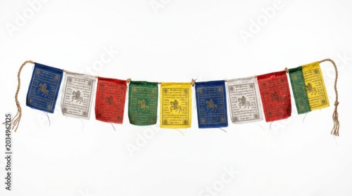 Buddhist prayer flags in various colors.
