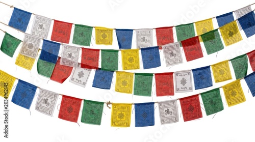 Buddhist Prayer Flags in Windy Conditions.