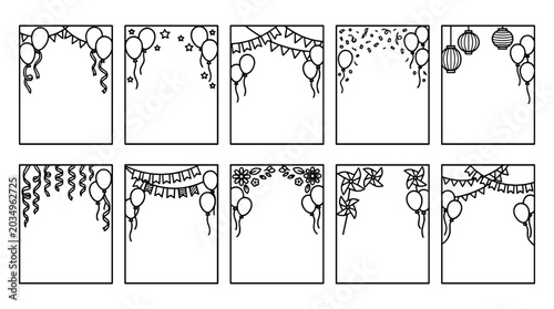 Schilderij op canvas Set of decorative hanging ornaments and garlands for celebration