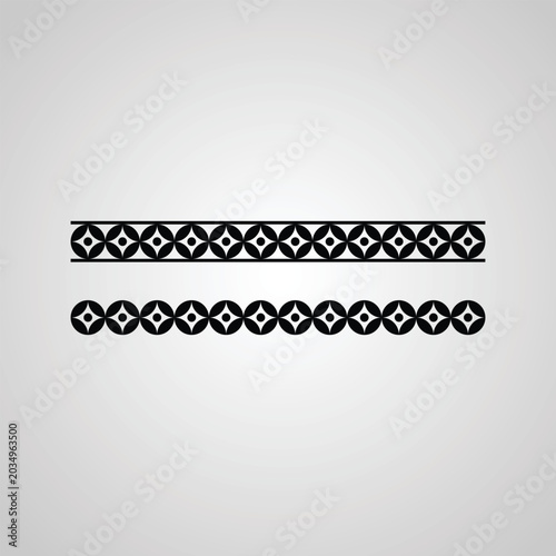 Decorative black geometric borders and dividers in a repetitive pattern with graphic