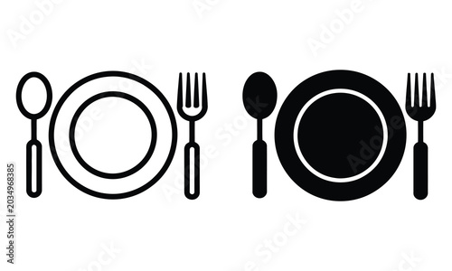 Φωτογραφία Minimalist flatware set with spoon fork and plate icons