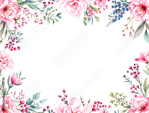 Floral Watercolor Background with Fresh Garden Beauty