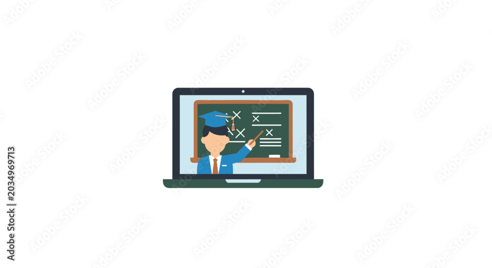 Obraz premium Woman wearing blue hat on laptop.