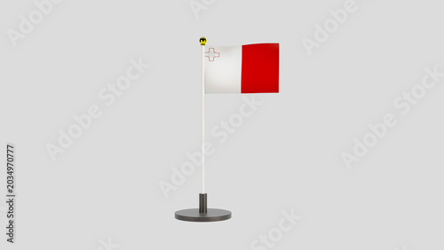 Photos Malta MT Flag on Pole 3D Render Studio Background