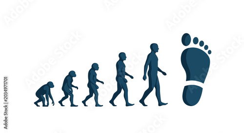 Schilderij op canvas Human Evolution to Large Footprint