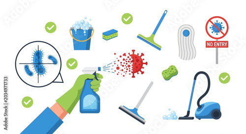 Hygiene and Cleaning Concept: Disinfecting Germs and Viruses