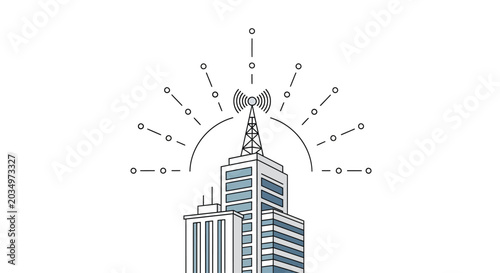 Modern Skyscraper with Communication Tower.