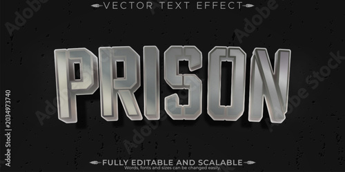 Canvas Print Prison editable text effect, editable metallic and jail text style