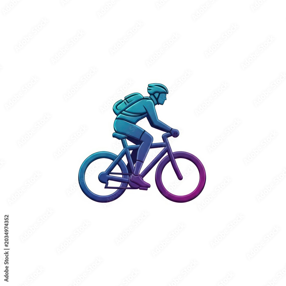 Naklejka premium Stylized gradient cyclist riding a bicycle