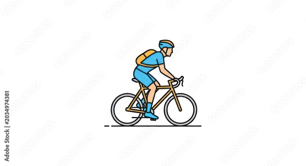 Fototapeta premium Cyclist riding a road bike with a backpack