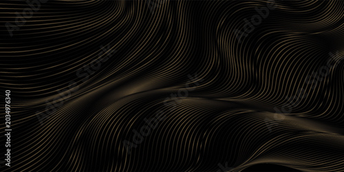 Cuadro en lienzo black and gold luxury background with dynamic wave composition
