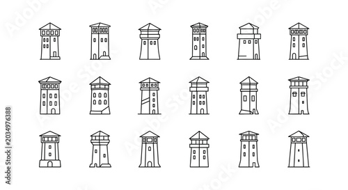 Photos Collection of Guard Tower Icons: Security, Surveillance, and Fortress Outlines