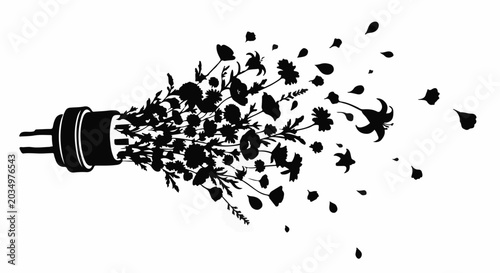 Creative energy flows outward as flowers and leaves erupt from an electrical plug.