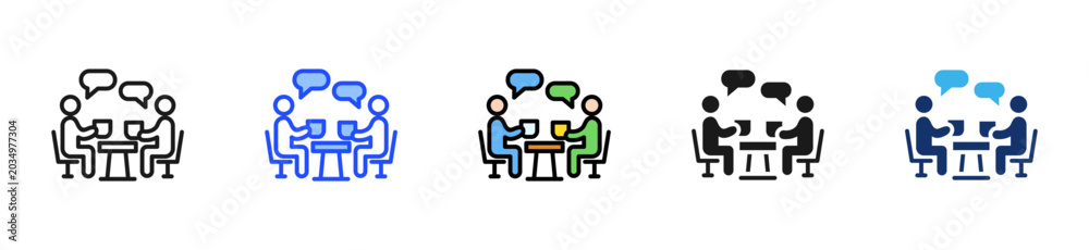 Fototapeta premium Cafe Chat Icon Collection With Multiple Styles