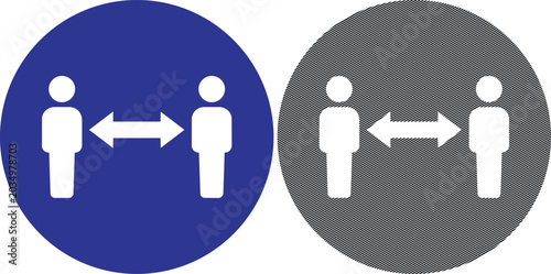 Social distancing people icon, keep distance vector illustration.