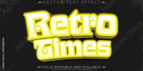 Tableau sur toile Retro sticker text effect, editable 70s and 80s text style