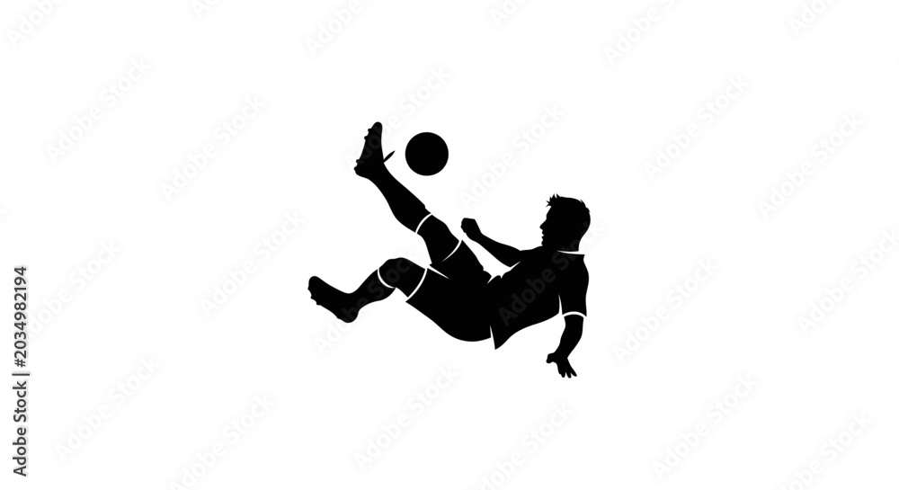 Obraz premium Silhouette of a soccer player performing a bicycle kick.