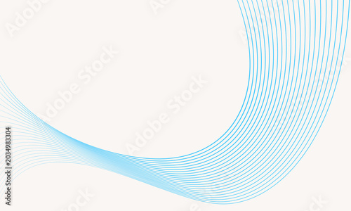 Bundle of parallel thin cyan lines sweeping in a smooth S-shaped curve from lower left to upper right on cream background with large copy space, minimal vector art template.