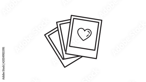 Foto Photo Frames Stacked with Heart Symbol on Top Frame Featuring Black and White, S