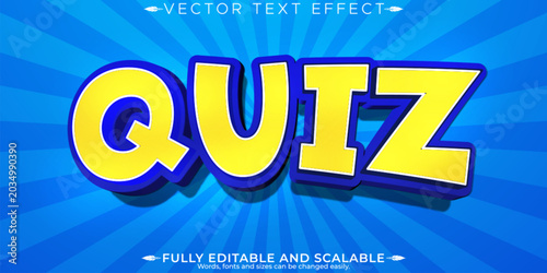 Photos Quiz editable text effect, editable cartoon and fun text style