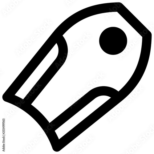Tableau sur toile Bodyboard. Outlined stroke vector icon with black-filled details.
