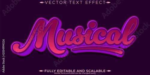 Bild auf Leinwand Musical editable text effect, editable jazz and music text style