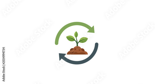 Small green plant growing in soil.