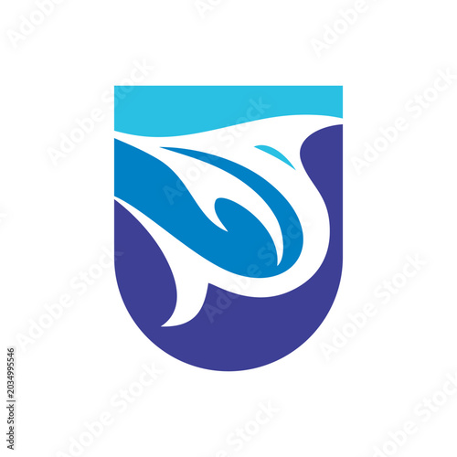 Abstract marlin icon in digital tech style. Suitable for system interface, platform design, software and modern applications.