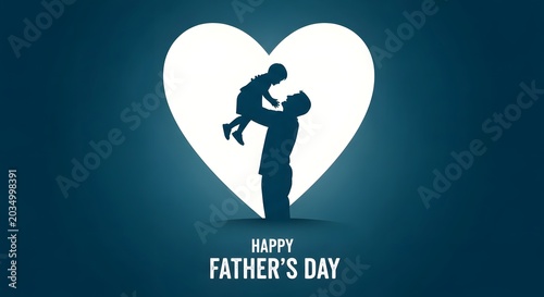 Happy father's day heartfelt silhouette of dad and child