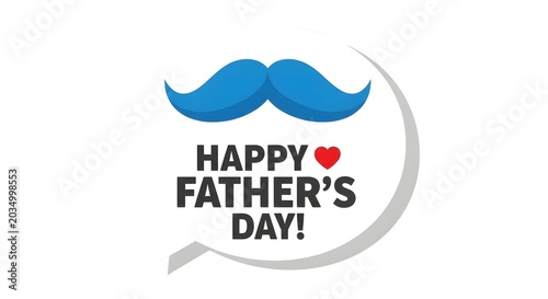 Happy father's day greeting with mustache and heart