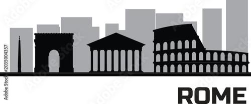 Photography rome city skyline prepared in vector