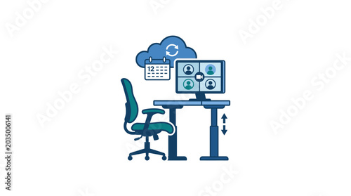 Office Workspace with Computer Desk.