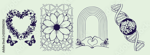 Konstfotografi Radiant flower bloom, hopeful rainbow arch, nature positive vibes, garden beauty