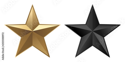 Foto Gold and black star icon on an isolated white background
