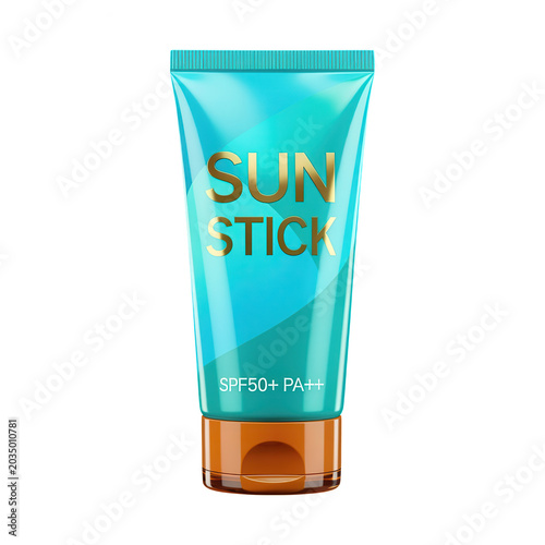Sun Stick Sunscreen Tube with Spf50 Pa++ Label Isolated on Transparent Background